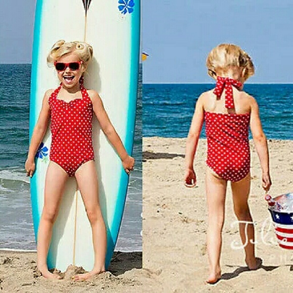 Red polka dot vintage swim suit