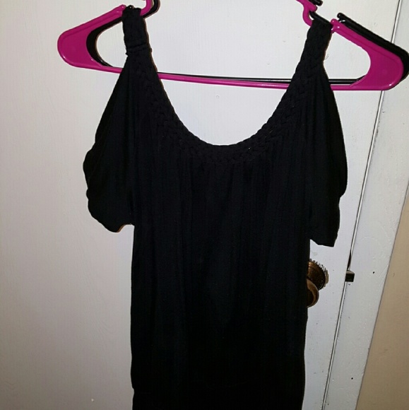 Black cold shoulder top