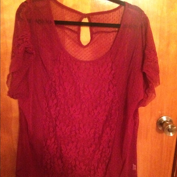 Sheer Burgundy/Red Blouse.