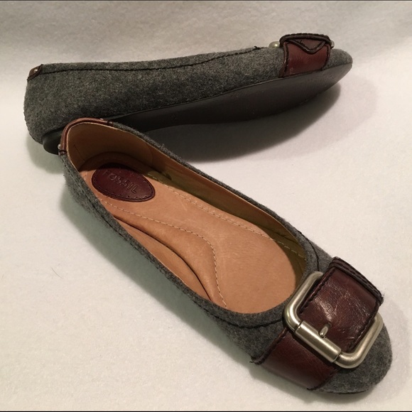 🐿 Fossil Ballet Flats Gray Flannel / Leather 7 - Picture 3 of 4