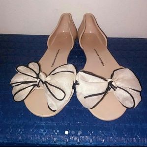 Jelly Nude Flats with a Bow