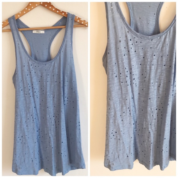 LAST ONE✨Baby Blue Distressed Tank - Picture 4 of 4