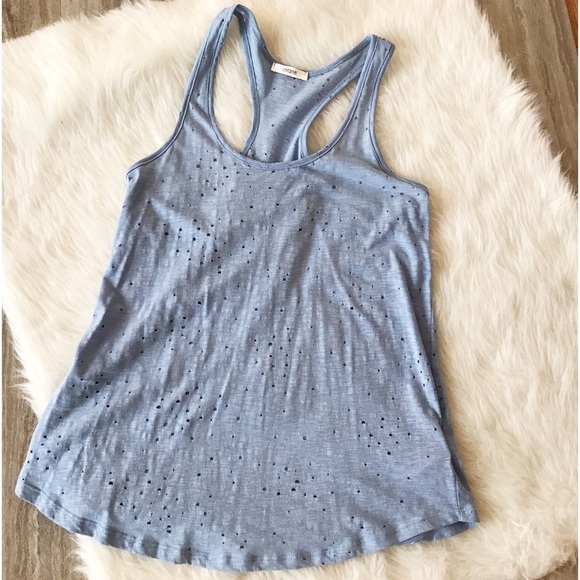 LAST ONE✨Baby Blue Distressed Tank - Picture 2 of 4