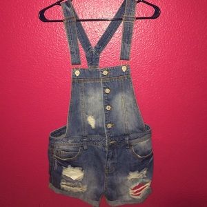 Denim Overall Shorts