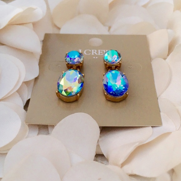 NWT J Crew Blue Iridescent Drop Stud Earrings - Picture 2 of 4