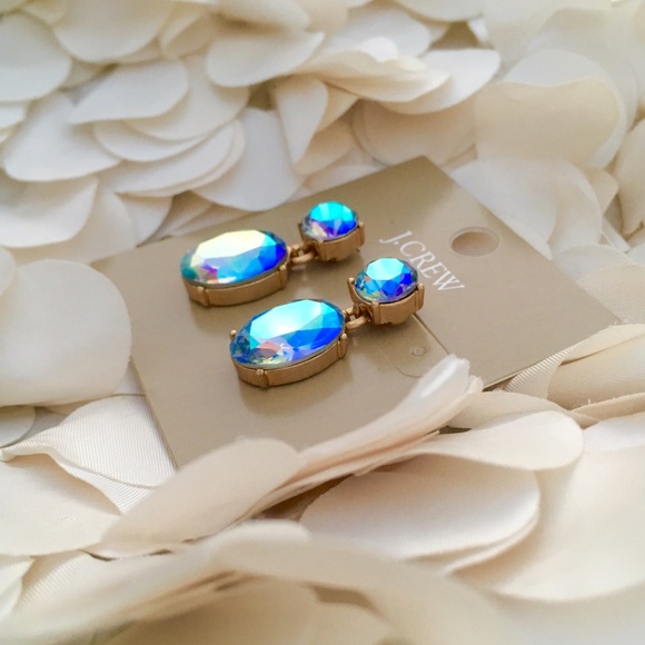NWT J Crew Blue Iridescent Drop Stud Earrings - Picture 3 of 4
