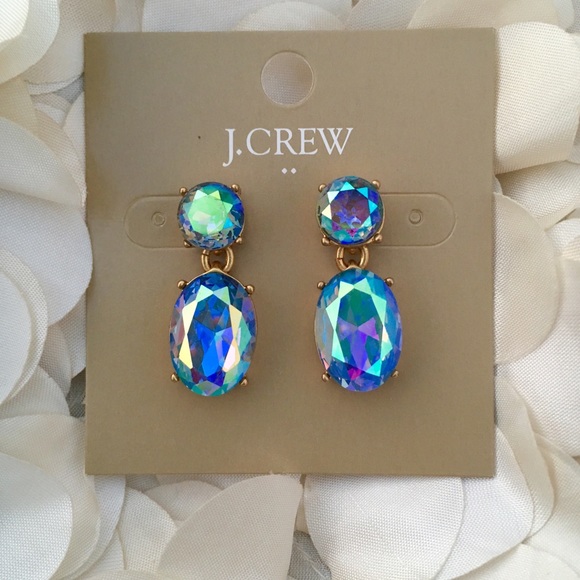 NWT J Crew Blue Iridescent Drop Stud Earrings - Picture 4 of 4