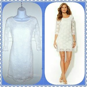 NY & Co. White Lace Shift Dress