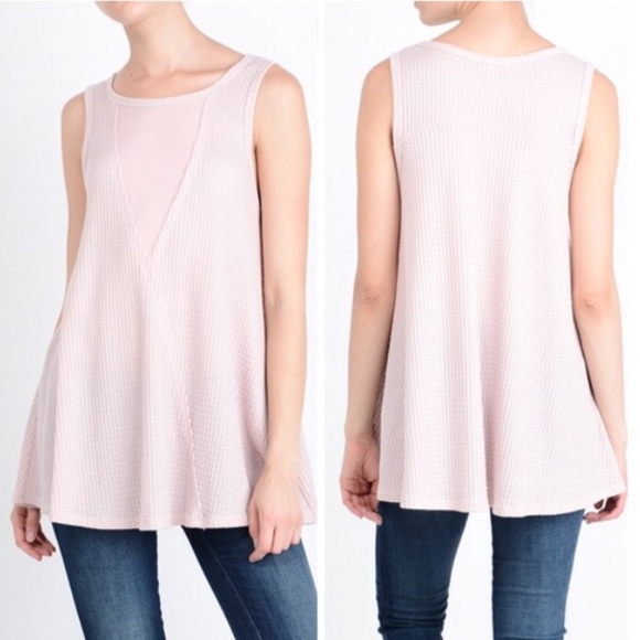Boutique Tops - DEFECT* Softest Pink Waffle Knit Tank