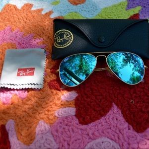 Ray Ban Aviators with Blue Flash Lenses