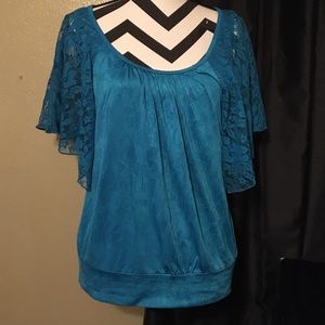 Blue short sleeve blouse