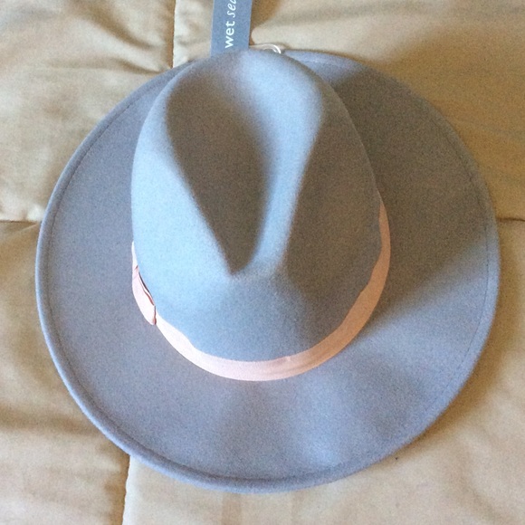 NWT felt gray fedora with pink ribbon - Picture 3 of 3
