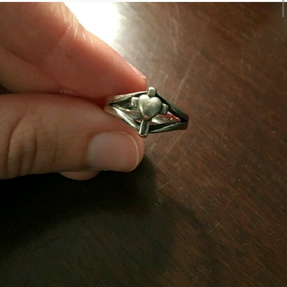 Cross with heart ring