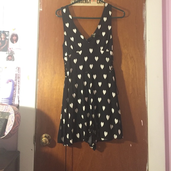 Black and white heart printed H&M romper