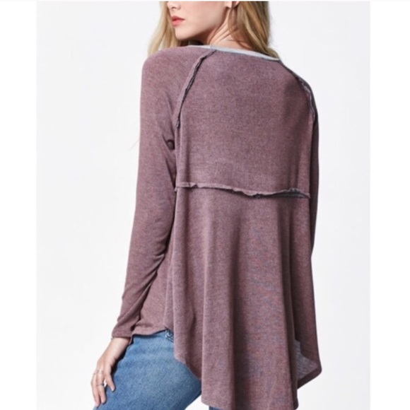 Last One • Honey Punch Raw Edge Long Sleeve Top - Picture 2 of 4