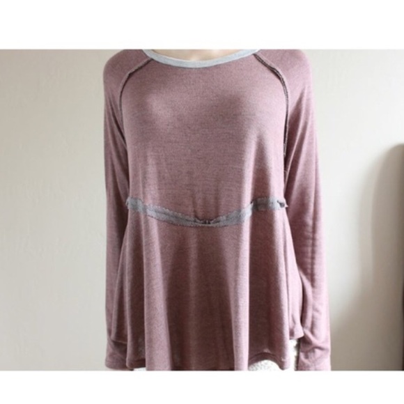 Last One • Honey Punch Raw Edge Long Sleeve Top - Picture 3 of 4