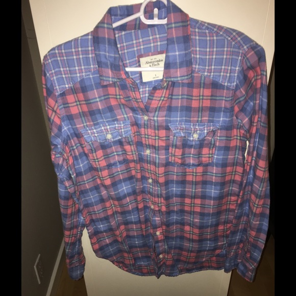 Blue and pink plaid Abercrombie flannel