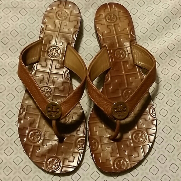 Tory Burch Thora Flip Flop Sandals Tan 8 Fit 7