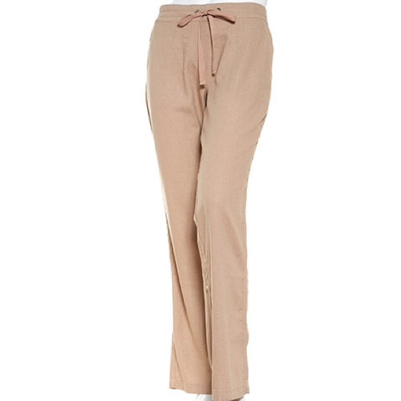PER SE LINEN-BLEND DRAWSTRING PANTS