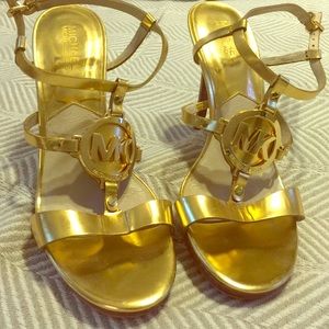 Gold Michael Kors Logo Heels (8.5M)