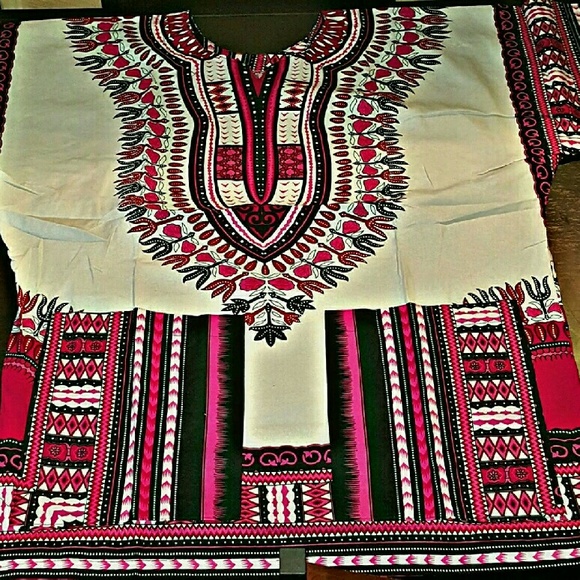 Pink and white dashiki