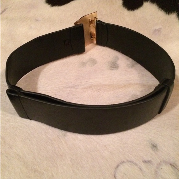 Black faux leather with gold accessory S belt main image 4