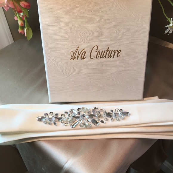 Wedding Genuine Crystal Satin Sash