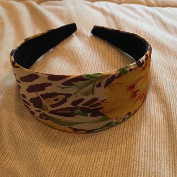 Wide Leopard and floral silk headband