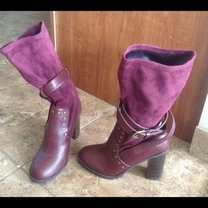 Burgundy heeled boots