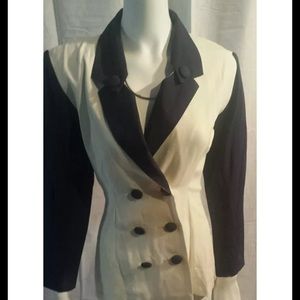 Vintage blue white contrast blazer with open back