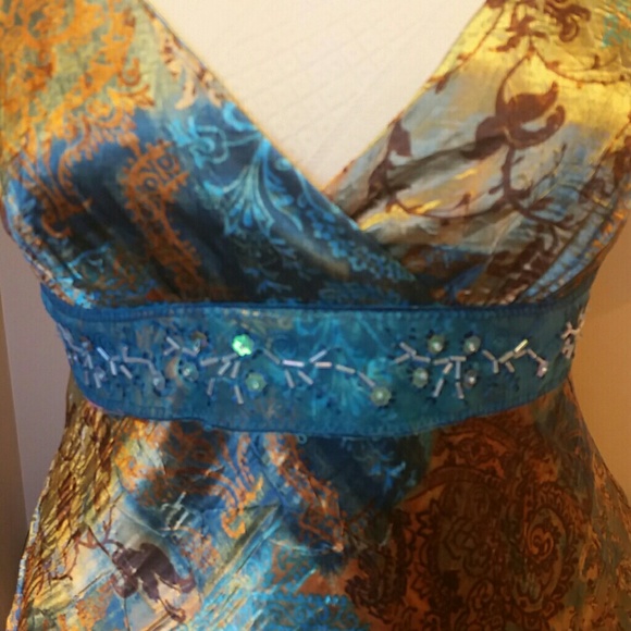Teal/brown sequin camisole top - Picture 2 of 4