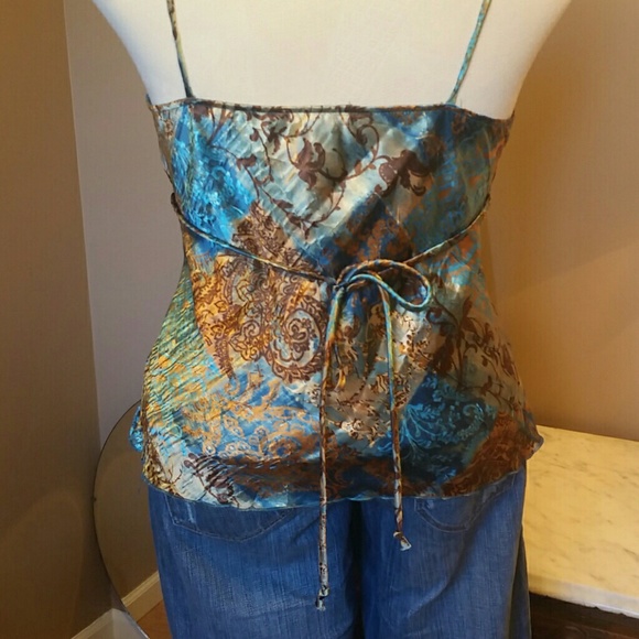 Teal/brown sequin camisole top - Picture 3 of 4