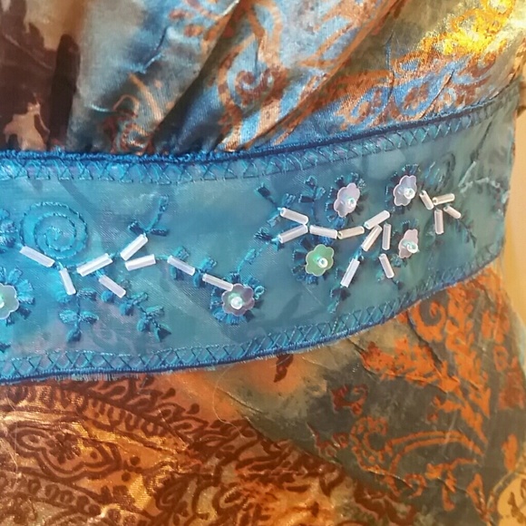 Teal/brown sequin camisole top - Picture 4 of 4