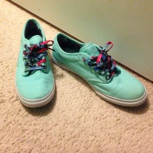 Vans teal/ baby blue shoes
