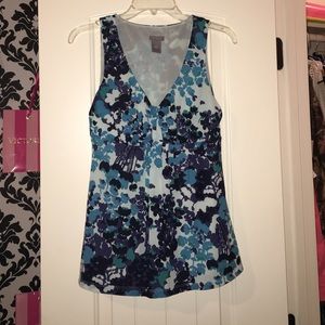 Purple/white/blue floral Ann Taylor blouse