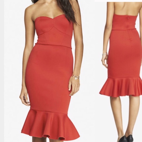 Red Midi💃🏽Flounce Dress