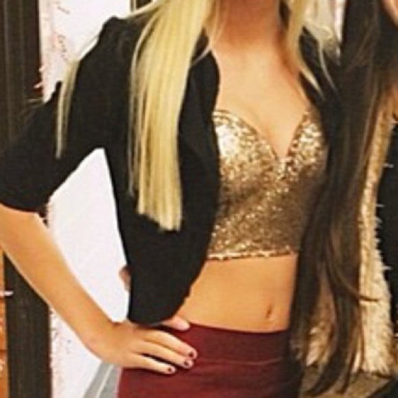 Gold sequin crop top