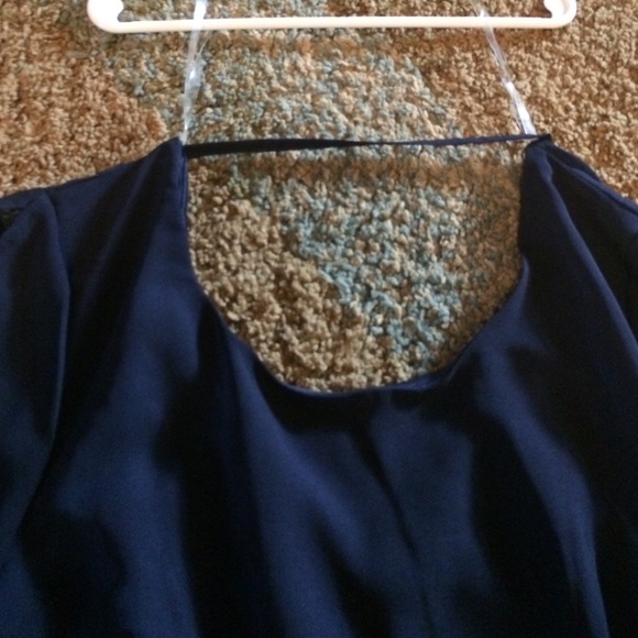 Navy blue open shoulder dress - Picture 2 of 3