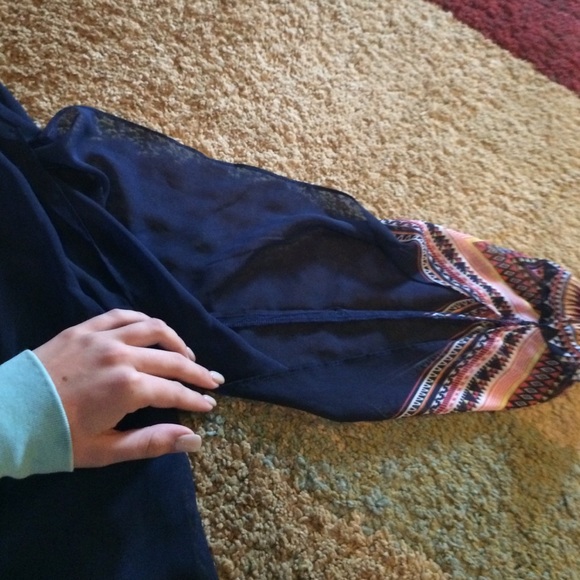 Navy blue open shoulder dress - Picture 3 of 3