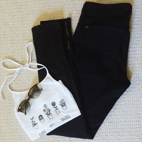 VINCE. Black Zip Ankle Jeans