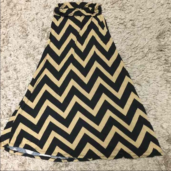 Black & Tan Chevron Maxi Skirt
