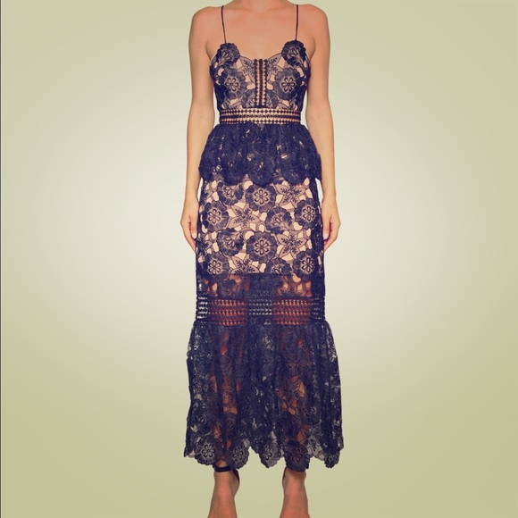 Self Portrait Amaryllis Dress in Navy US 10