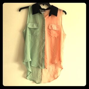 Dots bi-color high low shirt