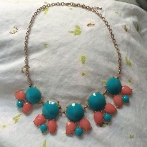 Coral and turquoise statement necklace