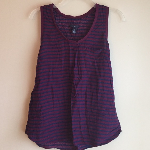 GAP Purple and Navy Striped Racerback Shirt