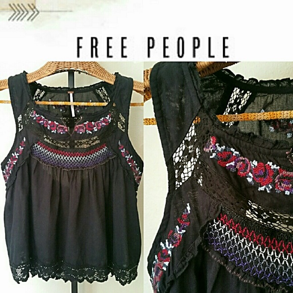 Free People embroidered, beaded lace, open back
