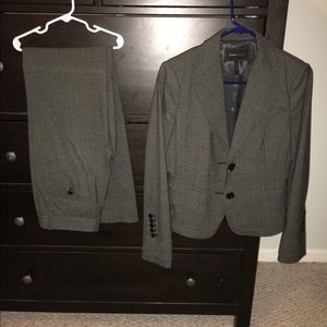 BCBG grey striped suit