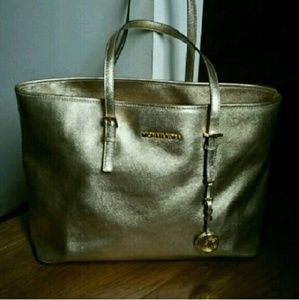 Michael Kors pale gold Jet Set tote