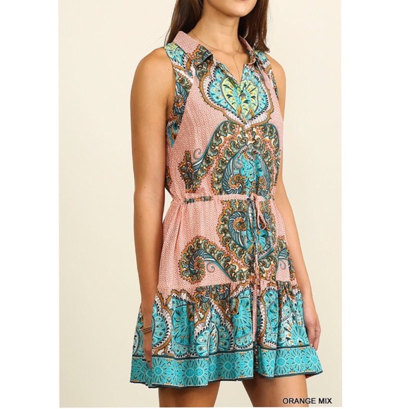 ❗️LAST❗️Sleeveless collared button print dress - Picture 2 of 4