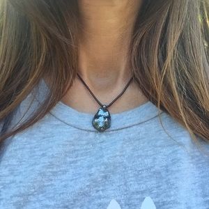 Silpada leather & oxidized silver nugget necklace